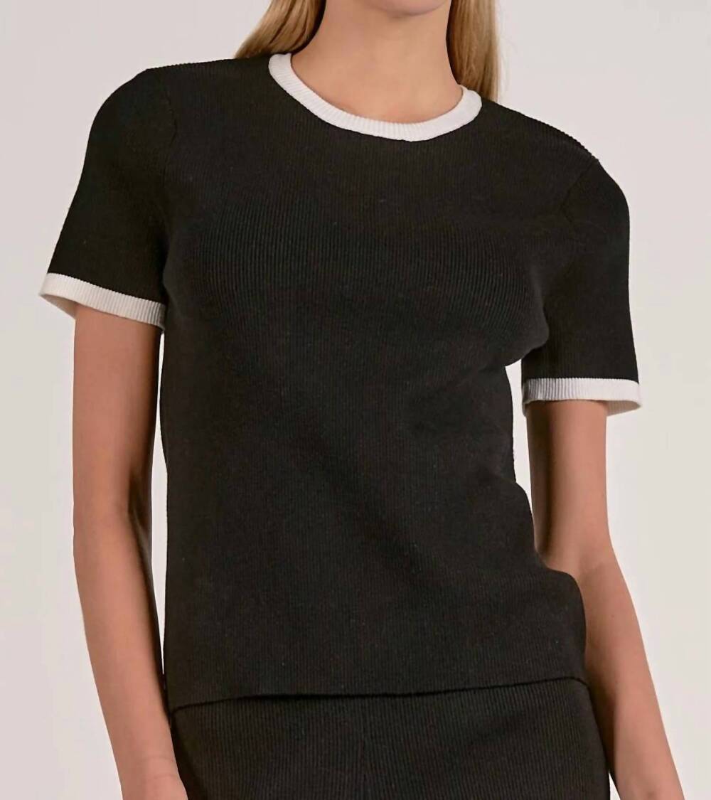 NEW ELAN rikki short sleeve sweater in black